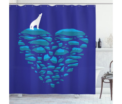 Ice Abstract Heart Shower Curtain