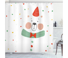 Xmas Bear Party Hat Shower Curtain