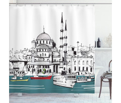 Coastal Town Harbor Shower Curtain