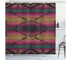 Colorful Stripes Triangles Shower Curtain