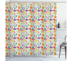 Childish Drawing Food Shower Curtain