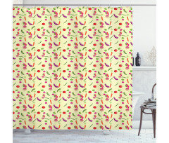 Pea Tomato Carrot Shower Curtain