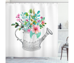 Doodle Watering Can Shower Curtain