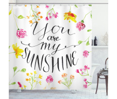 Loving My Sunshine Slogan Shower Curtain