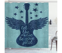 Guitar Wings Stars Words Shower Curtain