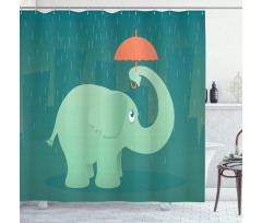 Elephant Holding Umbrella Shower Curtain