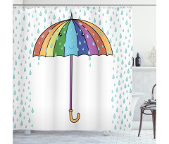 Cartoon Umbrella Rainfall Shower Curtain