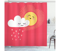 Valentines Cloud and Sun Shower Curtain