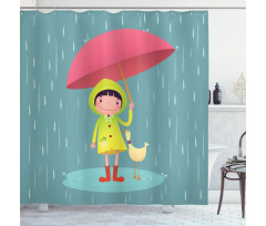 Girl with Duck Friend Shower Curtain