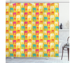 Colorful Doodle Animal Shower Curtain