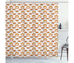 Tiger and Lion Heads Shower Curtain