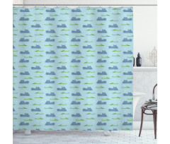 Hippo Crocodile in Water Shower Curtain