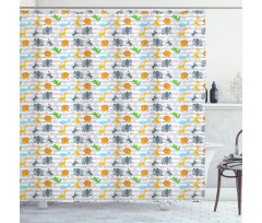 Friendly Zoo Characters Shower Curtain