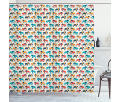 Retro Colorful Safari Shower Curtain