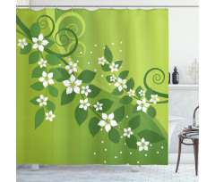 Graphic Curvy Leaves Shower Curtain