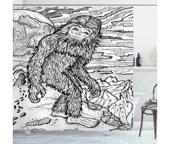 Mythical Yeti Creature Shower Curtain