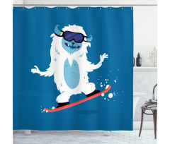 Yeti Snowboard Winter Shower Curtain