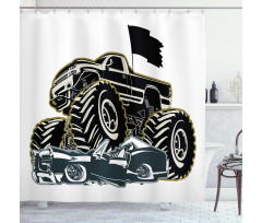 Rubber Tyre Car Shower Curtain