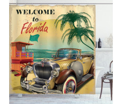 Old Beach Car Picture Shower Curtain