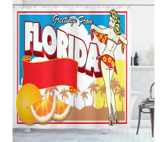 Pin-up Girl and Oranges Shower Curtain