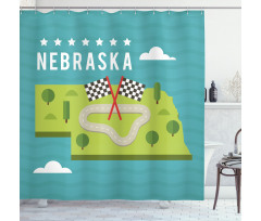 Map of Nebraska State Shower Curtain