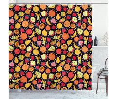 Colorful Fruits and Dots Shower Curtain