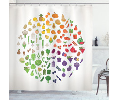 Colorful Food Circle Shower Curtain