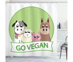 Go Vegan Slogan Animals Shower Curtain