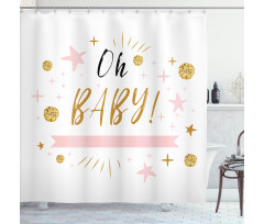 Calligraphy Stars Dots Shower Curtain