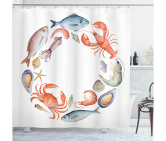 Aquarelle Tasty Seafood Shower Curtain