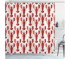 Geometric Lobsters Graphic Shower Curtain