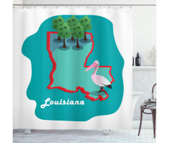 State Map with Bird Shower Curtain