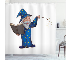Sorcerer Man Book Spell Shower Curtain