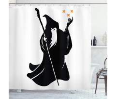 Grey Druid Holding Stars Shower Curtain