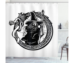 Mage in Dragon Circle Shower Curtain
