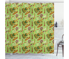 Colorful Doodle Fiesta Shower Curtain