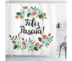 Feliz Pascua Easter Shower Curtain