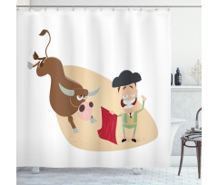 Cartoon Matador Bull Shower Curtain