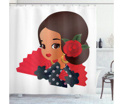 Chibi Flamenco Costume Shower Curtain