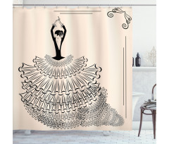 Back View Flamenco Lady Shower Curtain
