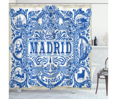 Madrid Calligraphy Tile Shower Curtain