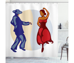 Funky Dancer Couple Shower Curtain