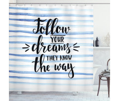 Calligraphy on Stripe Shower Curtain