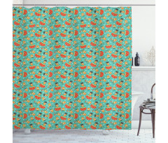 Fox and Hen Bicycle Shower Curtain