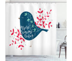 Sparrow with Foliage Shower Curtain