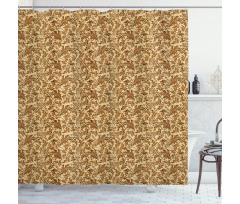 Faded Curled Leaves Shower Curtain