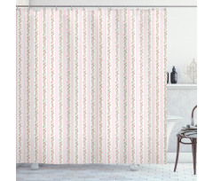 Pastel Flora and Stripes Shower Curtain