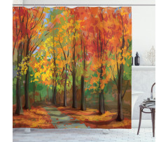 North Woods with Leaves Shower Curtain