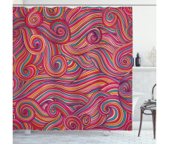 Colorful Vibrant Waves Shower Curtain