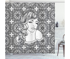 Young Lady with Wavy Hair Shower Curtain